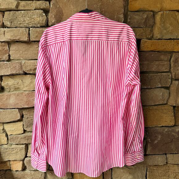 NEW THE SHIRT Rochelle Behrens THE BOYFRIEND XL Button Up Striped Pink White - Picture 5 of 12